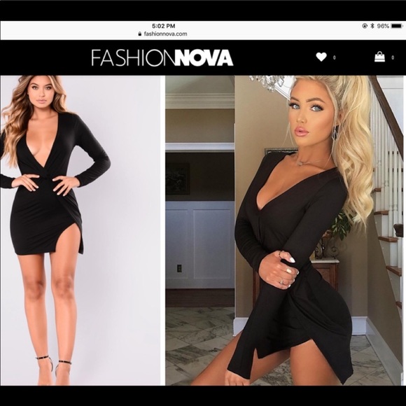Fashion Nova Long Sleeve Mini Dress Black - Picture 3 of 4